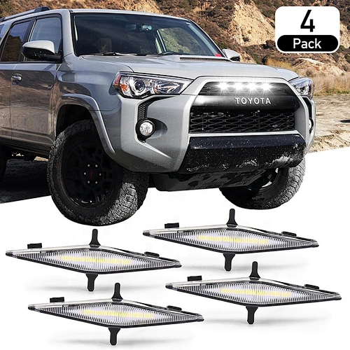 OVOVS 4Runner White Led Light Clear Lens Grille Light Kits With Fuse Harness for Toyota