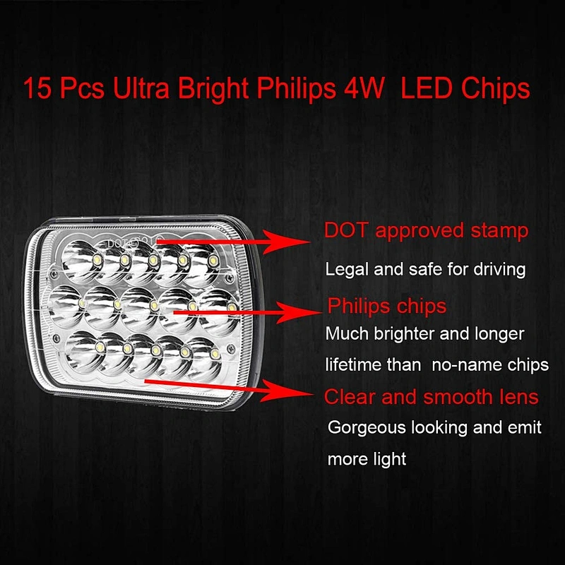 Auto parts best price 5X7inch square headlight 45w 12v led offroad car light for truck