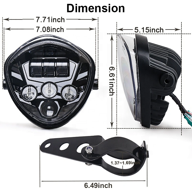 OVOVS 50w Motorcycle Led Headlight with DRL can Customize Turn Signal Headlight Fit for Universal Motorcycles