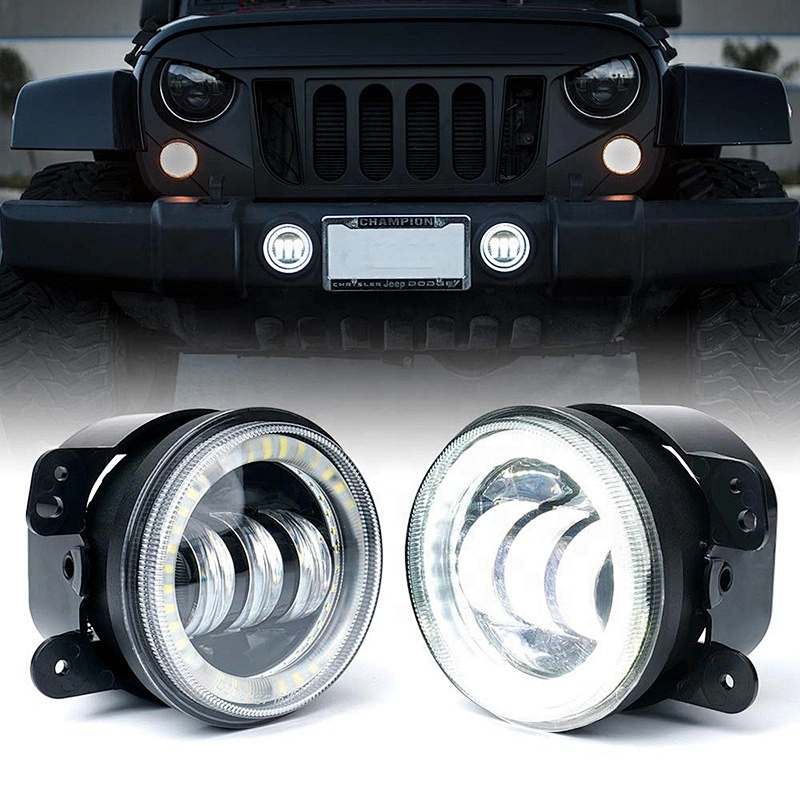 OVOVS Auto Parts 4'' Led DRL Fog Light 30W 4Inch Halo Led Fog Light For Jeep Wrangler