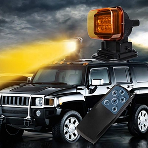 OVOVS 12V 24V LED Searchlight 50W Yellow Cover Remote Control 360 Degree Marine Rescue LED Search Light