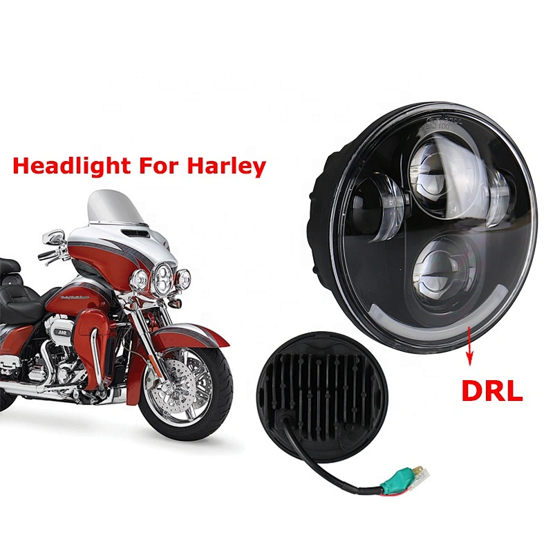 OVOVS 5.75 inch 40W LED Headlight with High/Low Beam White DRL Motorcycle Lights for Harley Davidson