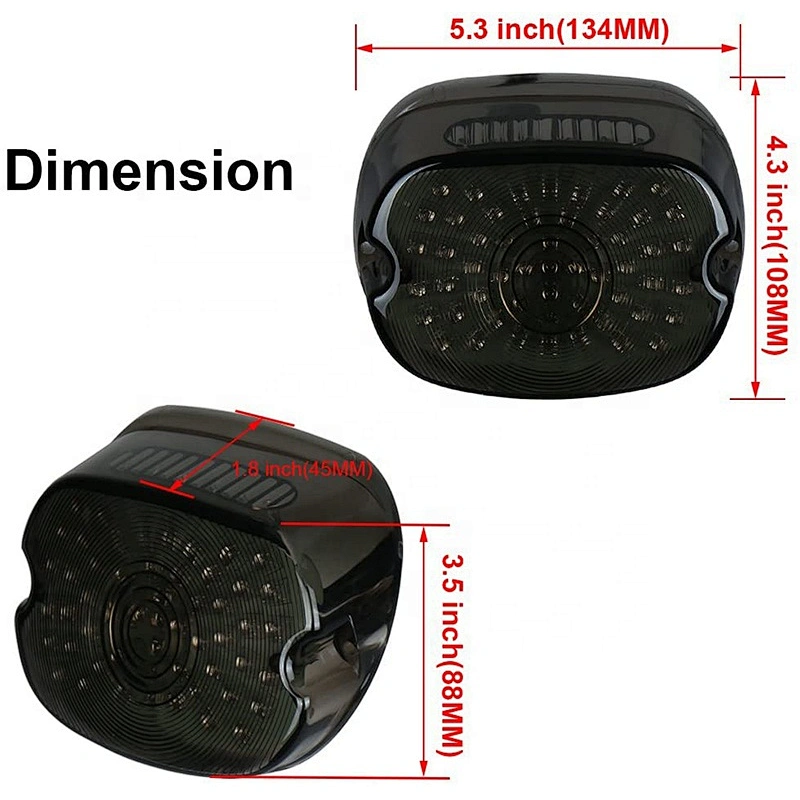 OVOVS Smoked Brake Light Motorcycle Tail Light 12v for Harley Dyna Sportster