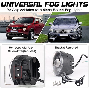 OVOVS 4 Inch Led Fog Lights 12v 24v Universal Auto Car Fog Lights with DRL Turn Signal Fog Lamp