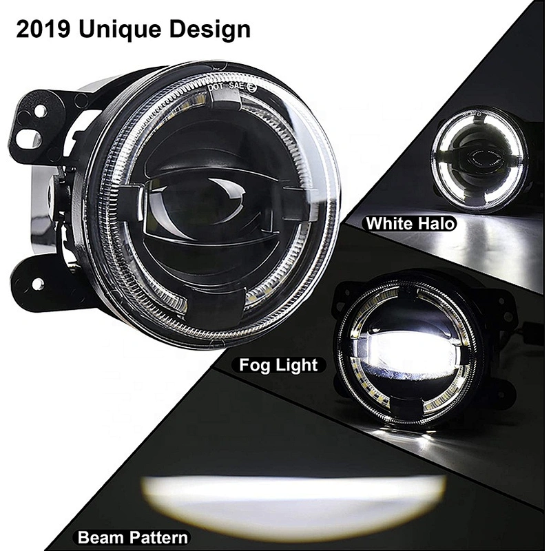 OVOVS 4inch LED Fog Lights Front Bumper Driving Fog Lights with Halo DRL for Jeep jk
