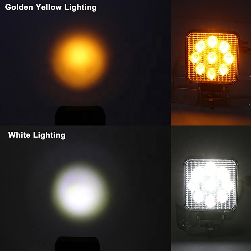 OVOVS Dual Color 12V Amber White Led Work Light Spot Mini 27W Square Work light