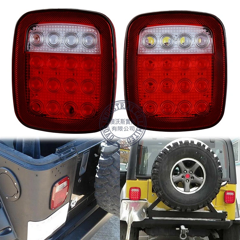 Newest design OVOVS 12v led tail lamp with running brake reverse signal for J-eep YJ TJ TK wrangler in auto lighting system