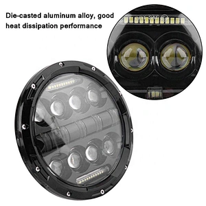 OVOVS 7inch 75w 12V Led Round Headlight with DRL Auto Parts Headlamps 7