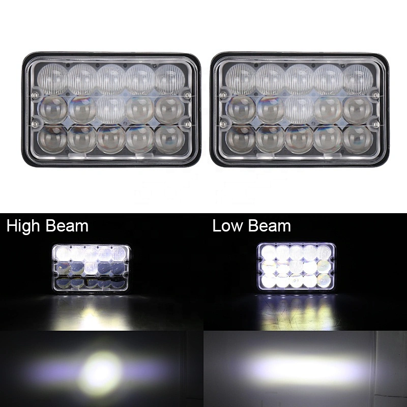 OVOVS 4D Lens 4x6 Inch LED Headlight 45w Rectangular Combo Beam Headlight