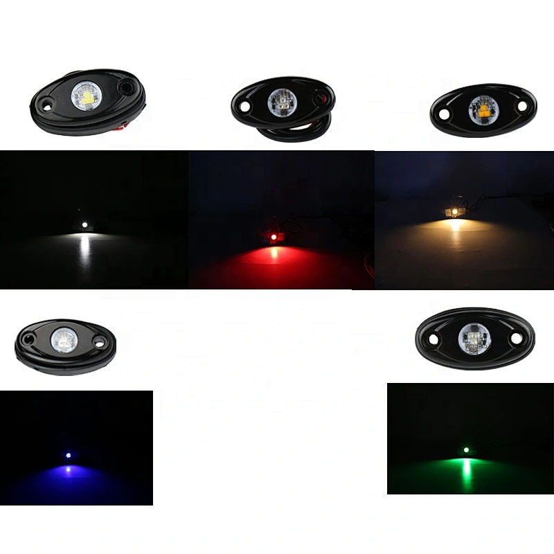 OVOVS 9W 2 inch Aluminum LED Rock Light with Multiple Color Under Light Flashing, Music Mode for Underglow Off Road Trucks