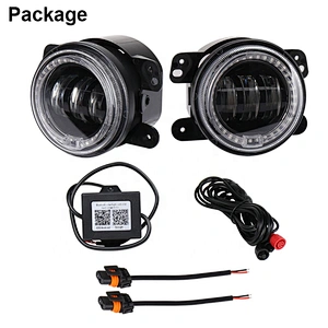 2018 NEW  OVOVS 4inch LED Fog Lights 30W  Bluetooth Remote Control  with RGB Halo for Jeep Wangler JK 2006-2017