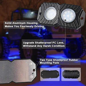 OVOVS ATV UTV Trucks Rock Lights Double Row 18w Underglow Led Rock Light Blue