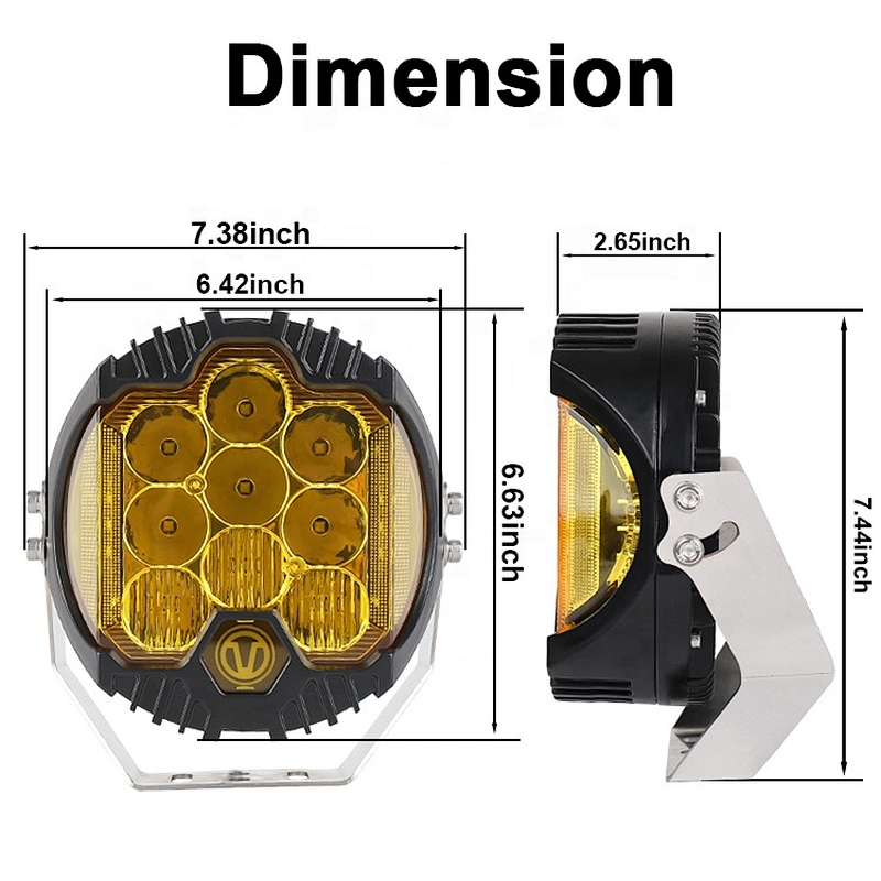 OVOVS 7 Inch round 4x4 LED Offroad Driving Light 90W DRL Work Light for Off-road Vehicles