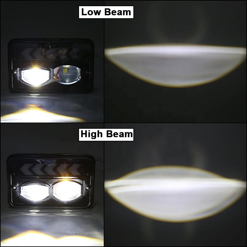 OVOVS 4x6 Inch Led Headlight 12v Square Trucks Headlights with DRL Turn Signal Light for Jeep Cherokee xj