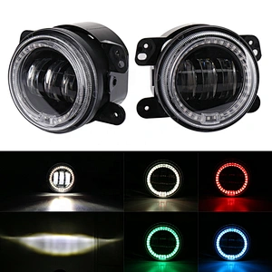 2018 NEW  OVOVS 4inch LED Fog Lights 30W  Bluetooth Remote Control  with RGB Halo for Jeep Wangler JK 2006-2017