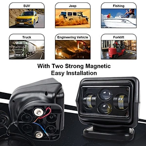 OVOVS 60W Led 360 Degree Searchlight Wireless Spotlight Magnetic Base for Car Boat Vehicles 1PCS