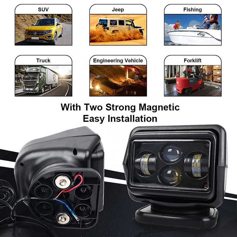 OVOVS 60W Led 360 Degree Searchlight Wireless Spotlight Magnetic Base for Car Boat Vehicles 1PCS