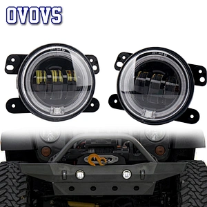 OVOVS 30W Round 4 Inch Led Fog Lights With Automatic Blue Halo 5s Seconds to White DRL For Jeep Wrangler Jk Off Road