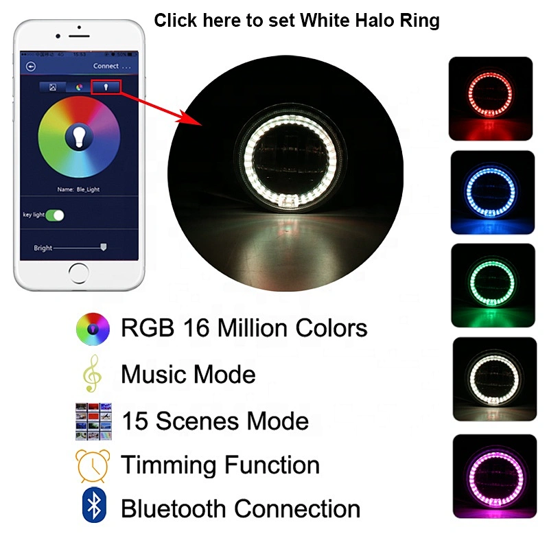 2018 NEW  OVOVS 4inch LED Fog Lights 30W  Bluetooth Remote Control  with RGB Halo for Jeep Wangler JK 2006-2017