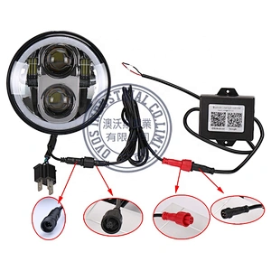 OVOVS 5.75 inch Round Led Headlight with RGB Angel Eyes Bluetooth Remote Controlled Headlamp for Harley Davidson