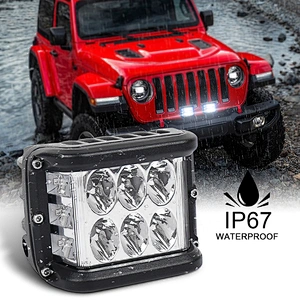 OVOVS Dual Color Led Work Light Side Shooter Flashing Work Light Blue Strobe Light 30W for Offroad 4x4