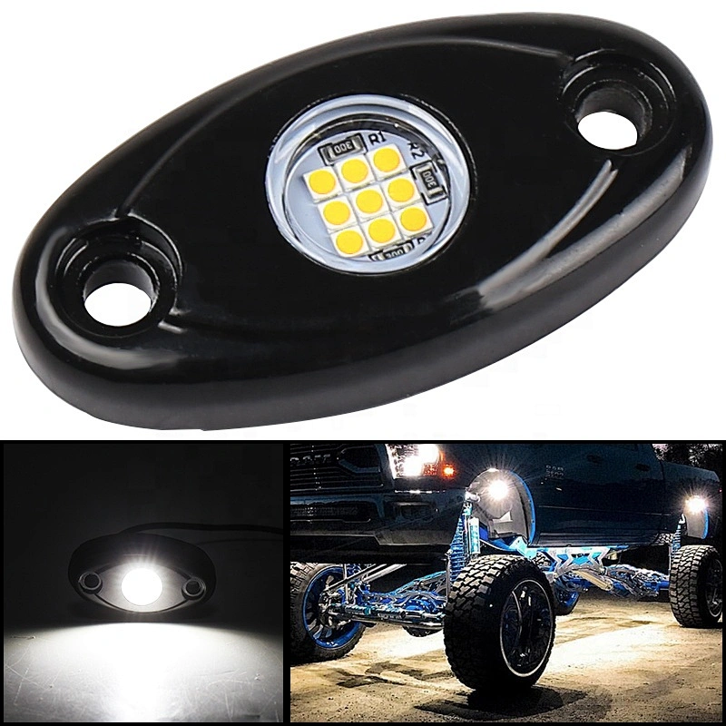 OVOVS 9W Multi-color Rock Lights Single Pod 12v Under Car Rock Light for 4x4 Off-road Trucks ATVs Vehicles