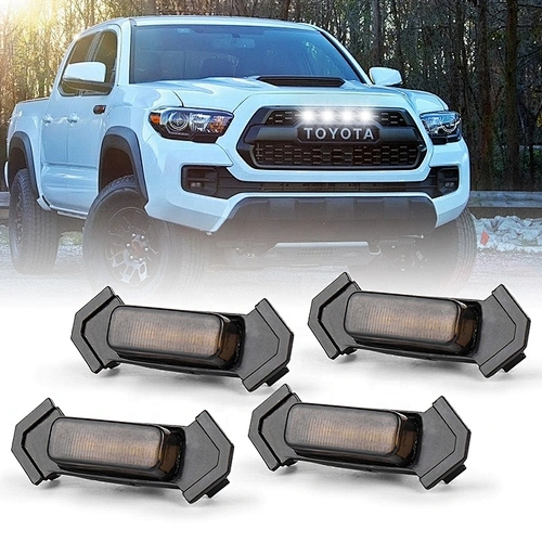 OVOVS Tocoma Front Grille Lights White Smoked Lens with Fuse for Toyota Tacoma TRD PRO Grille