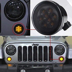OVOVS Smoked Amber Car LED Parking Side Marker Light Front Fender for Jeep WranglerJK Front Grill Turn Light