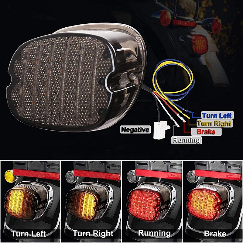 12V led tail light smoked lens black& red motorcycle rear lights brake turn signal lights for harley davidson