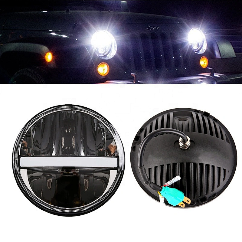 OVOVS 7 inch Auto Parts LED Headlight with DRL 12v 24v 7'' Projector LED Headlamp For Jeep