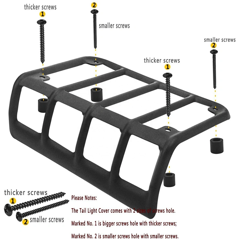 OVOVS Black Stainless Steel Tail Light Cover Jk Rear Light Guard Cover Protector for Jeep Wrangler JK Accessories