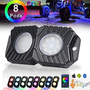 OVOVS Bluetooth Controller RGB Rock Light 4Pods 6Pods 8Pods RGB Rock Lights for Vehicles 4x4 Off-road Trucks Undercar Lights