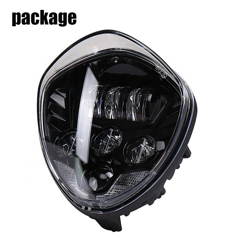 OVOVS Black 60W LED Headlight with High/Low Beam White DRL 12V Motorcycle Headlamp for Victory Cross Road Country