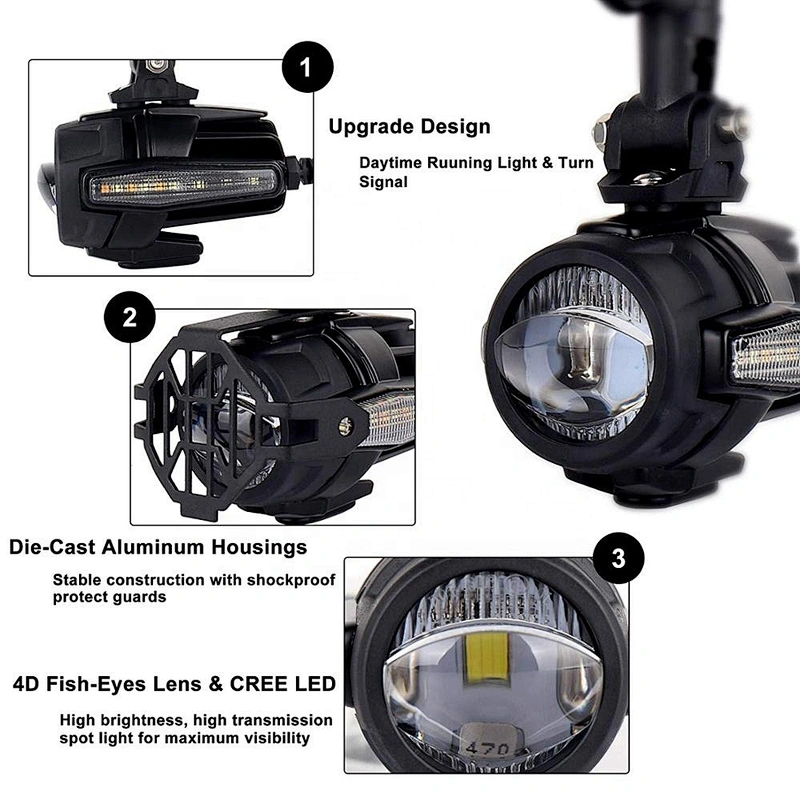 OVOVS 40W Motorcycle Auxiliary Fog Light 12V DRL Turn Signal Auxiliary Light for BMW Motorcycle
