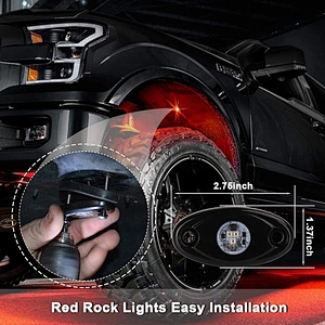 OVOVS 12v Rock Lights 6 Pods LED Red Underbody Glow Lights Kit for Jeep RZR 1000 SUV Truck UTV