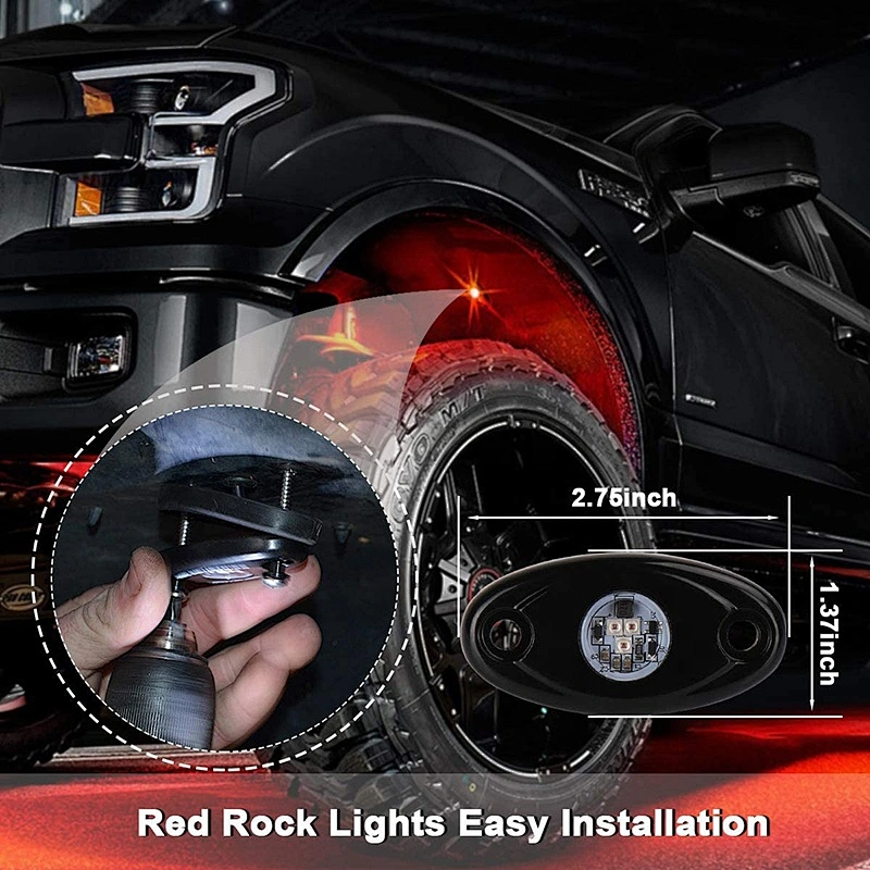 OVOVS 12v Rock Lights 6 Pods LED Red Underbody Glow Lights Kit for Jeep RZR 1000 SUV Truck UTV
