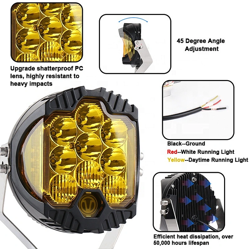 OVOVS 7 Inch round 4x4 LED Offroad Driving Light 90W DRL Work Light for Off-road Vehicles