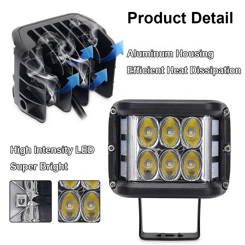 OVOVS Dual Color Led Work Light Side Shooter Flashing Work Light Blue Strobe Light 30W for Offroad 4x4