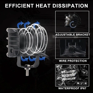 36W Led Work Light 4inch 12V dc car work light 2 Sides Strobe Dual Color Wide Beam dual Side Shooter Driving Work Light