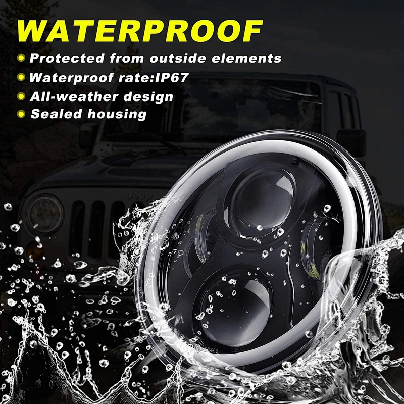 OVOVS 50W 7 Inch Round Led Headlight with DRL Turn Signal Light Led for Jeep