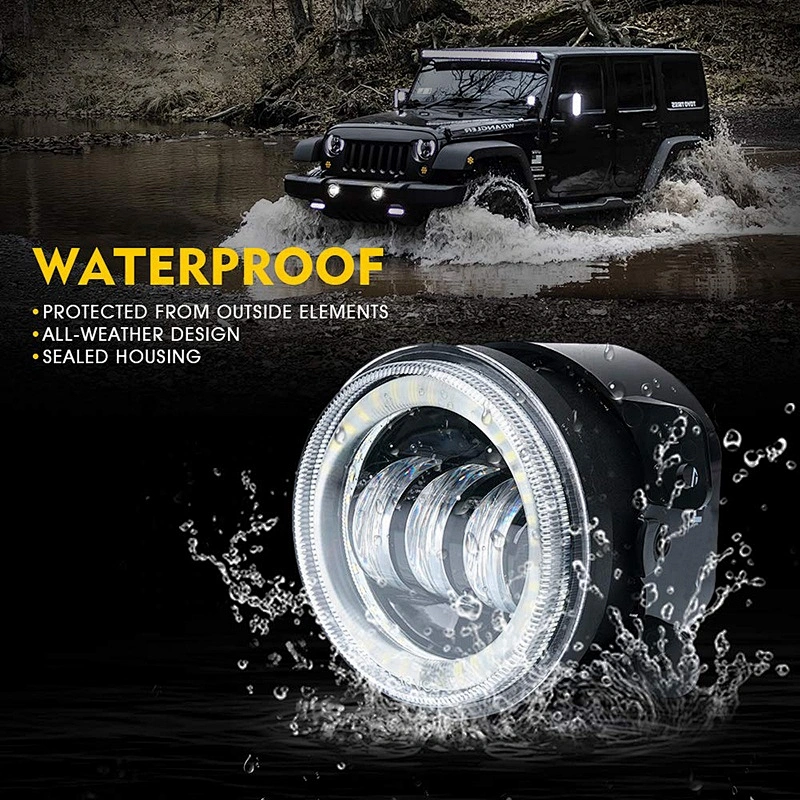 OVOVS Auto Parts 4'' Led DRL Fog Light 30W 4Inch Halo Led Fog Light For Jeep Wrangler