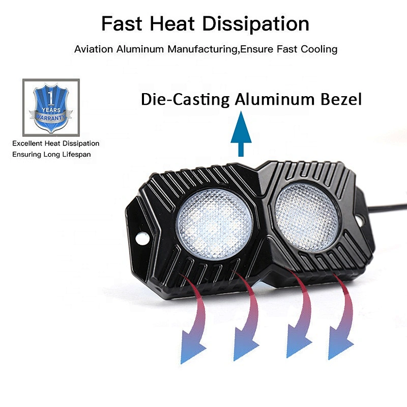 4pods app bluetooth 12V rgb led rock light 18W led under car rock light for 4x4 offroad, SUV, Trucks