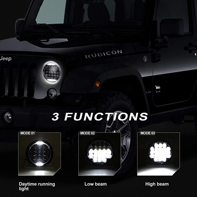 OVOVS 84w High Power Drl H4 5D Lens 7inch Round Led Headlight for Jeep JK TJ LJ CJ