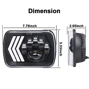 OVOVS 5x7 7x6 Inch Trucks Headlight Red Background Rectangular  Headlight DRL Turn Signal Led Headlight