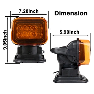 OVOVS 12V 24V LED Searchlight 50W Yellow Cover Remote Control 360 Degree Marine Rescue LED Search Light