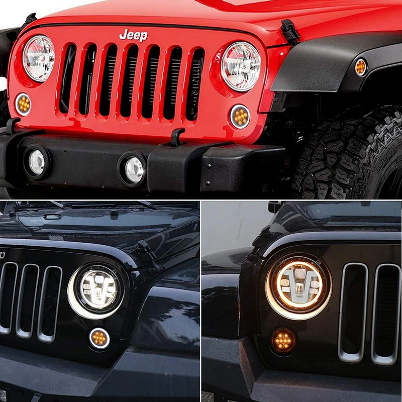 OVOVS Smoked Amber Car LED Parking Side Marker Light Front Fender for Jeep WranglerJK Front Grill Turn Light