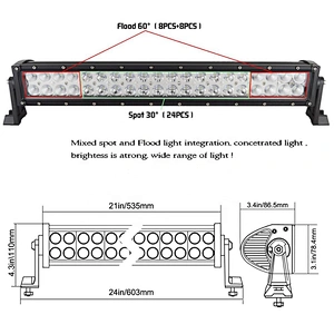 OVOVS 120W LED Light Bar with Combo Beam change Two-color Light White to Yellow SUV Off-road Driving Light