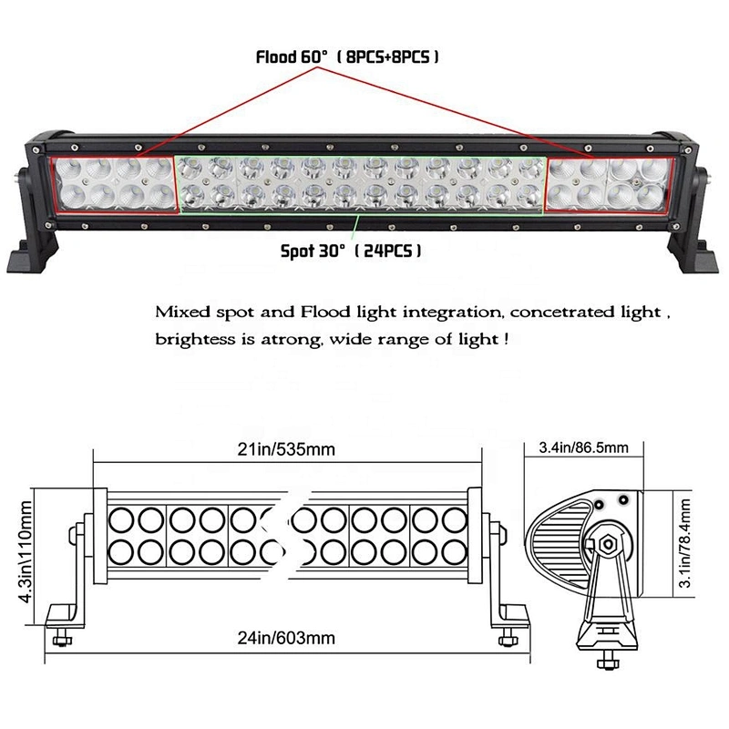 OVOVS 120W LED Light Bar with Combo Beam change Two-color Light White to Yellow SUV Off-road Driving Light
