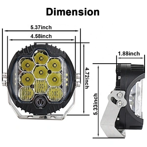 OVOVS 5Inch led Round Work Light 50w White Amber Work light Off-road Driving Light for Jeep