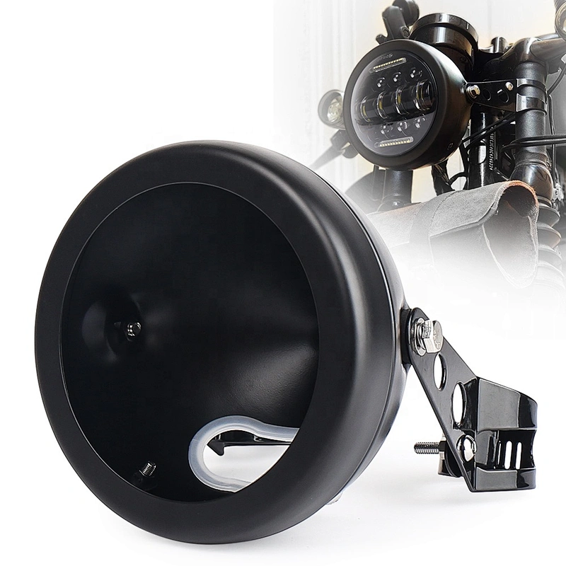 OVOVS 5.75 Inch Headlight Housing Aluminum Black Motorcycle 5.75